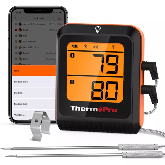 ThermoPro TP920 650-ft Bluetooth Wireless Dual-Probe Meat Thermometer with Smart App